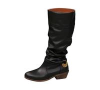 Botas Altas Mujer Vaqueras, Botas Verano Mujer Verano, Botines Cowboy Media Caña Moda Punta Redonda Tacón Grueso Sin Cordones Ideales Un Look Casual Y Bota Botines Camperos Boots Cowboy Boots