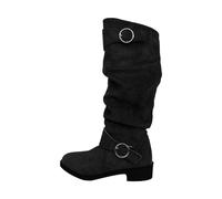 Botas altas para mujer, botas occidentales, botas de caballero de moda, botas planas, botas retro, otoño e invierno, botas de invierno con suela antideslizante, botas occidentales, punta redonda