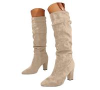 Botas Altas para Mujer, Botines Altos con Tacón Ancho Estilo Vintage y Cremallera Lateral, Calzado Femenino Confortable Ideal para Otoño, Invierno, Fiestas, Trabajo y Uso Diario - Moda Actualizada