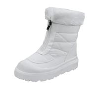 Botas altas para mujer, con cordones, antideslizantes, para invierno, con forro polar, botines de plataforma para caminar, color sólido, elegantes y a la moda para invierno al aire libre, 1, White