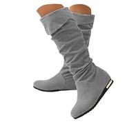 Botas Altas para Mujer de Moda, Botines Mujer de Gamuza con Pliegues Estilo Slouchy, Tacón Bajo de Cuña para Mayor Confort, Zapatos Casuales Ideal para Otoño e Invierno