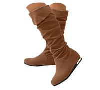 Botas Altas para Mujer de Moda, Botines Mujer de Gamuza con Pliegues Estilo Slouchy, Tacón Bajo de Cuña para Mayor Confort, Zapatos Casuales Ideal para Otoño e Invierno
