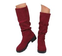 Botas Altas para Mujer Gamuza, Botas de Caña Larga con Tacón Bajo y Suela Antideslizante, Calzado Casual y Elegante Ideal para Otoño e Invierno, Día a Día, Salidas y Ocaciones