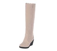 Botas altas por encima de la rodilla para mujer, forradas, cálidas, botas de invierno, tacones altos, botas de cuña, botas de equitación, botas largas hasta la rodilla, botas occidentales, botas