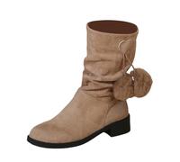 Botas Anker 2026 para mujer, a la moda, a media pantorrilla, con cómodos zapatos planos casuales para uso diario, otoño e invierno, Khaki, 39.5 EU