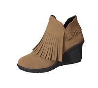 Botas Anker 2026 para mujer, botines de tacón bajo con flecos occidentales, Brown, 40 EU
