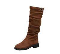 Botas atemporales de Terciopelo sin Cordones hasta la Rodilla para un Elegante Look de Diario, Botas de tacón hasta el Tobillo con Acabado Impecable, Mujer, otoño e Invierno_1