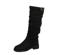 Botas atemporales de Terciopelo sin Cordones hasta la Rodilla para un Elegante Look de Diario, Botas de tacón hasta el Tobillo con Acabado Impecable, Mujer, otoño e Invierno_1