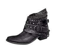 Botas Boxeo,Botas de Boxeo Comodos Elegantes Planas Calentar Piel Forro Cordones Botines Estilo Vaquero Botines Trekking Aire Libre Zapatos con Tacon Outdoor