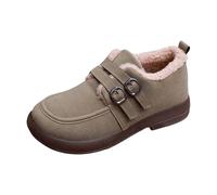 Botas cálidas de invierno con cordones para mujer, botas de forro polar cálido cálido otoño invierno bota casual zapatos con cordones botas de plataforma media pantorrilla para mujer, punta redonda