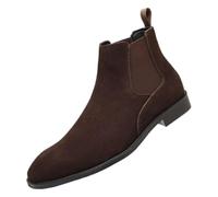 Botas Chelsea Clásicas de Ante para Hombre Botines sin Cordones Estilo Retro de Un Solo Color Cómodas Hasta el Tobillo de Ante Botines Chelsea de Cuero de Vaca y Ante Punta Cuadrada Estilo Slip-On