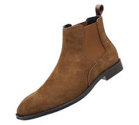Botas Chelsea Clásicas de Ante para Hombre Botines sin Cordones Estilo Retro de Un Solo Color Cómodas Hasta el Tobillo de Ante Botines Chelsea de Cuero de Vaca y Ante Punta Cuadrada Estilo Slip-On