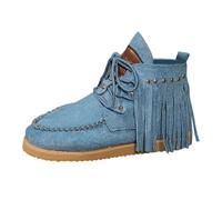 Botas Chelsea de gamuza para mujer de 2026, para otoño e invierno, fáciles de limpiar, suela de lengüeta, para clima frío, para pasear al perro, impermeables, para lluvia corta, Blue, 39 EU