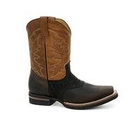 Botas Chelsea de Tacón Vaquero Con Punta Cuadrada de Cuero Marrón Claro de Brinders Frontier 42