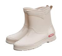 Botas Chelsea Wellington cortas para mujer, impermeables, fáciles de poner, informales, de goma, para uso diario, ajuste ancho, cómodas, color sólido, tobillo al aire libre, White, 38.5 EU