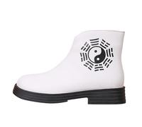 Botas chinas para mujer con cremallera lateral, botas con patrón Yin y Yang, botas de lluvia antideslizantes, botines tradicionales chinos, botín de formación de ocho trigramas, White, 38 2/3 EU