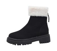 Botas Con Pelo Por dentro Mujer Botas y Botines de nieve para mujer de otoño e invierno a la parte inferior gruesa antideslizante felpa Mujer Invierno Beige Botines