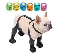 Botas con Tirantes para Perros con 6 Rollos de Vendas, Botas Altas para Perros de poliéster, Antideslizantes y caídas, Impermeables, Zapatos para Perros, Polainas, Tirantes Ajustables para Botas