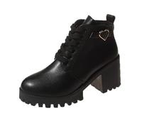 Botas cortas 2025 para mujer 2024 Otoño e Invierno Artículo Europa y América Tacón grueso Tacón alto Cremallera lateral Botines Lluvia Moda, Black, 39.5 EU