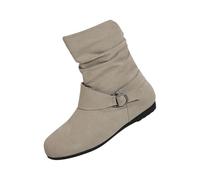Botas cortas de gamuza a media pantorrilla para mujer, botas de tobillo con hebilla, botines cómodos con soporte de arco, suela de tracción profunda, zapatos ligeros para montar a caballo, trabajo de