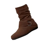 Botas cortas de gamuza a media pantorrilla para mujer, botas de tobillo con hebilla, botines cómodos con soporte de arco, suela de tracción profunda, zapatos ligeros para montar a caballo, trabajo de
