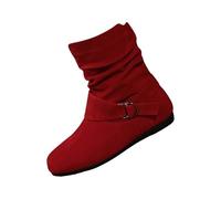 Botas cortas de gamuza a media pantorrilla para mujer, botas de tobillo con hebilla, botines cómodos con soporte de arco, suela de tracción profunda, zapatos ligeros para montar a caballo, trabajo de