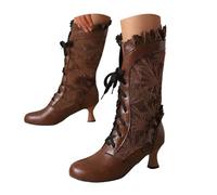 Botas Cortas de Mujer Invierno - Estilo Lolita con Volantes, Moño y Cordones, Botas Cálidas para Uso Diario y Fiestas, Detalles Decorativos y Diseño Elegante