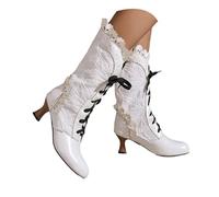 Botas Cortas de Mujer Invierno - Estilo Lolita con Volantes, Moño y Cordones, Botas Cálidas para Uso Diario y Fiestas, Detalles Decorativos y Diseño Elegante