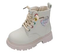 Botas cortas de piel de corte bajo para niña, para otoño e invierno, estilo británico, piel acogedora, forro cálido, suela antideslizante, para actividades al aire libre, disponible en varios tamaños