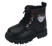 Botas cortas de piel de corte bajo para niña, para otoño e invierno, estilo británico, piel acogedora, forro cálido, suela antideslizante, para actividades al aire libre, disponible en varios tamaños