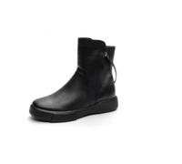 Botas Cortas de Suela Gruesa Tallas Grandes para Mujer con Cremallera Lateral - Botas de Cuero depara Caminar, Citas, Compras, Ciclismo