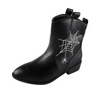 Botas cortas impermeables forradas cálidas para mujer, botas de vaquero puntiagudas, botas de cuero con tacón corto, botas occidentales ligeras, botas de vaquero, cómodas botas de equitación al aire