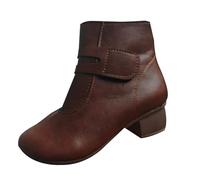 Botas cortas largas botas vaquero botas retro cremallera botas tacón bloque tobillo zapatos traje regional elegantes botas de entretiempo tacón medio alto botas mujer, marrón, 38 EU