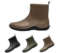 Botas cortas para hombre, botas de goma para verano, impermeables, antideslizantes, ligeras, monocolor, suela gruesa, cómodas, botas de lluvia para exteriores, barro para jardín, 37,5-41,5 EU, marrón