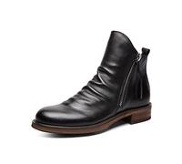 Botas Cortas para Hombre,Botines El Lateral con Cremallera,Botas Antideslizantes Chelsea, Botas De Invierno De Trabajo,Negro,41 EU