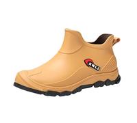 Botas cortas para hombre hasta el tobillo, botas bajas, botas antideslizantes de jardín, zapatos de pesca al aire libre, botas de trabajo, botas de goma impermeables, botines de goma, marrón, 39 EU