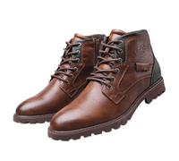 BOTAS cortas para hombres, botas de Caballero de otoño e invierno, botas vaqueros occidentales, botas de trabajo de cuero pu, 39-48