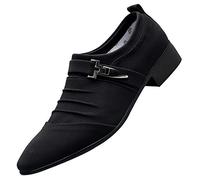 Botas Cortas Para Hombres Con Talón Vestido Zapatos casuales para hombres Zapatos formales de punta puntiaguda Zapatos de lona Zapatos de negocios de moda Botas Hombre Tacón Alto Plano, Le Noir, 44 EU