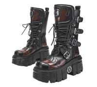 Botas cortas personalizadas para motocicleta, de metal pesado, versátiles, a media pantorrilla, para mujer, rock punk, Black, 45 EU