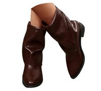 Botas Cortas Vaqueras para Mujer, Botines de Piel Sintética con Estampado Cosido a Mano,Tacón Bajo y Puntera Redonda, Ideal para Uso Cotidiano, Estilo Occidental Perfecto para Otoño e Invierno