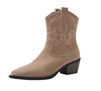 Botas Cowboy Camperas Altas Mujer Botas de Gladiador for Mujer, hasta la Rodilla, con Bordado a la Moda, Zapatos de tacón Alto Grueso, Botines Largos for Exteriores for Mujer(Style 1,36)