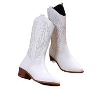 Botas Cowboy Camperas Altas Mujer Botas vaqueras de estilo occidental for mujer, botas tacón alto vintage, country western(Type14,23cm)
