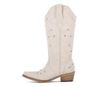 Botas Cowboy Camperas Altas Mujer Botas vaqueras de punta puntiaguda for mujer, con tacón flecos y bordado(CD250611A,44)