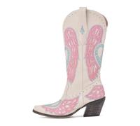 Botas Cowboy Camperas Altas Mujer Botas vaqueras de punta puntiaguda hasta la rodilla for mujer, con tacón bloque ancho y bordado(CD250624B,41)