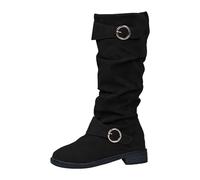 Botas Cowboy Camperas Altas Mujer Elegantes, cómodas Botines Invierno Caña Ancha Biker De Montar A Caballo Estilo Retro Botas Vintage para otoño Zapatos Senderismo Antideslizante