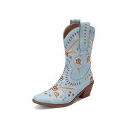 Botas Cowboy Camperas Altas Mujer Nuevas botas vaqueras occidentales con bordado retro for otoño, punta puntiaguda y tacones altos gruesos, deportivas informales de caballero for mujer(Color01,46)