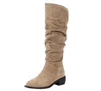 Botas Cowboy De Mujer Altas Acabado Tipo Ante Elegantes Negras Comodas Bordado Tacon Ancho Vaquera Tipo Marrones Moda Casual Botas De Mujer Estilo Cowboy Ideales Para Temporada Otono Invierno.