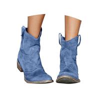 Botas Cowboy De Mujer - Tacon Bajo Piel Botas Camperas Mujer Botines Invierno Caña Ancha Biker De Montar A Caballo Comodas Y Elegantes