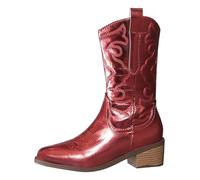 Botas Cowboy Mujer,Botas Mujer Negras Asta La Rodilla Moda Comodos Estilo Vaquero Botines Mujers Media Botines Mujers Invierno en Piel con Tacon Outdoor