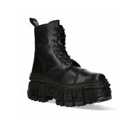 New Rock Botas Unisex Suela TANK con Cremallera Color Negro piel/Unisex Black Boots Leather Zip M.WALL083C-S5 (numeric_40)